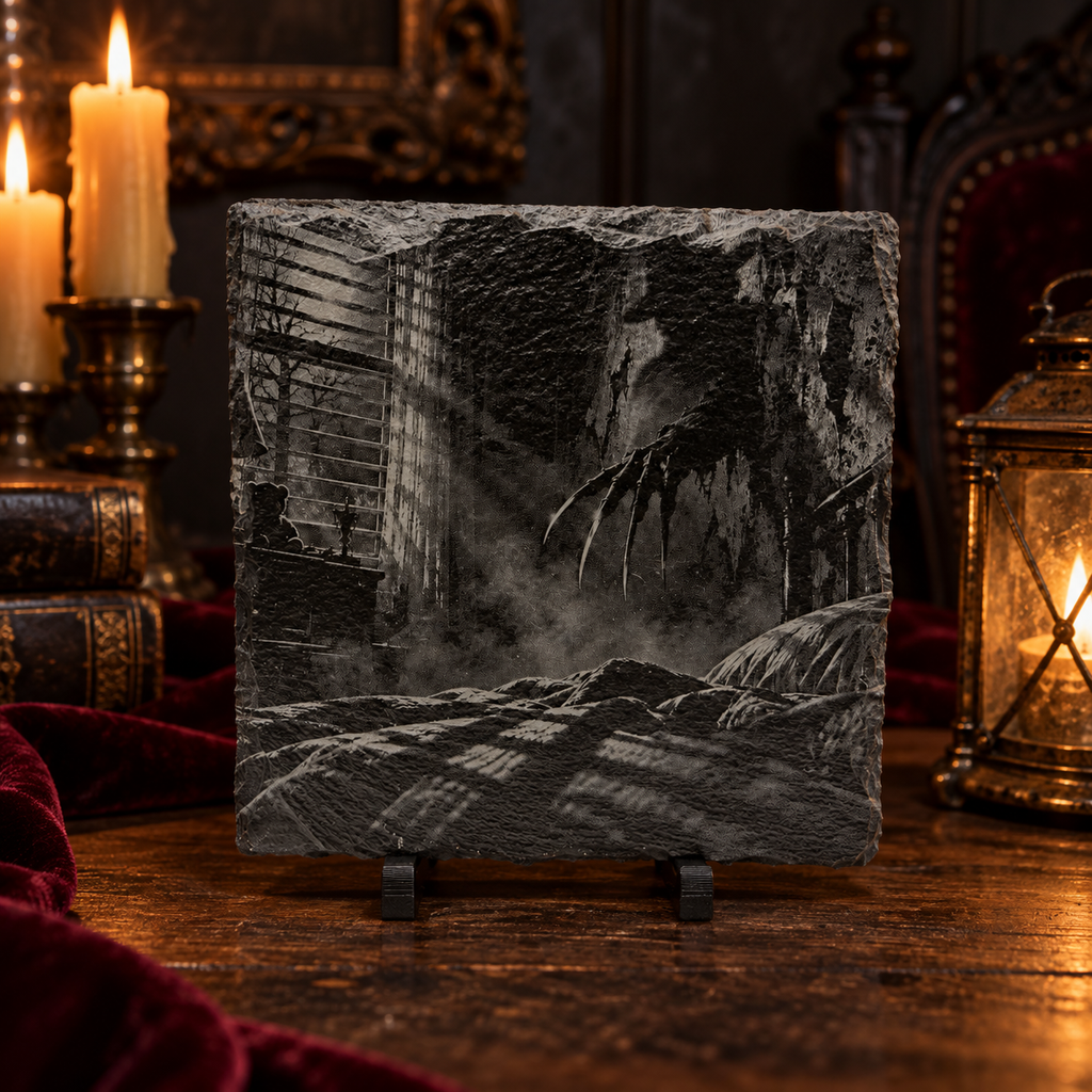 Horror Movie Night Slate Coaster Set – 4 Piece Nightmare Collection