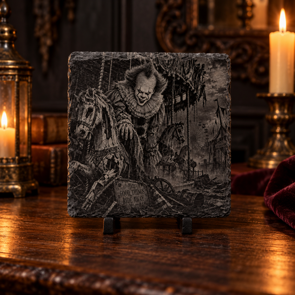 Creepy Carnival Slate Coaster Set – 4 Piece Horror Collection