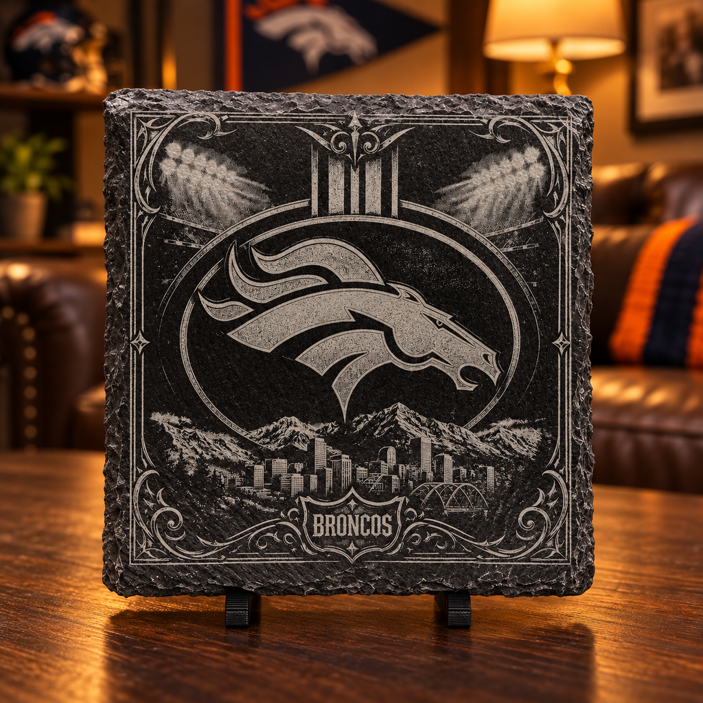 Denver Broncos Engraved Slate Coaster Set – 4 Pieces