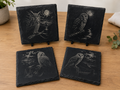 Night Owl Slate Coaster Set – Laser Engraved Owl Collection