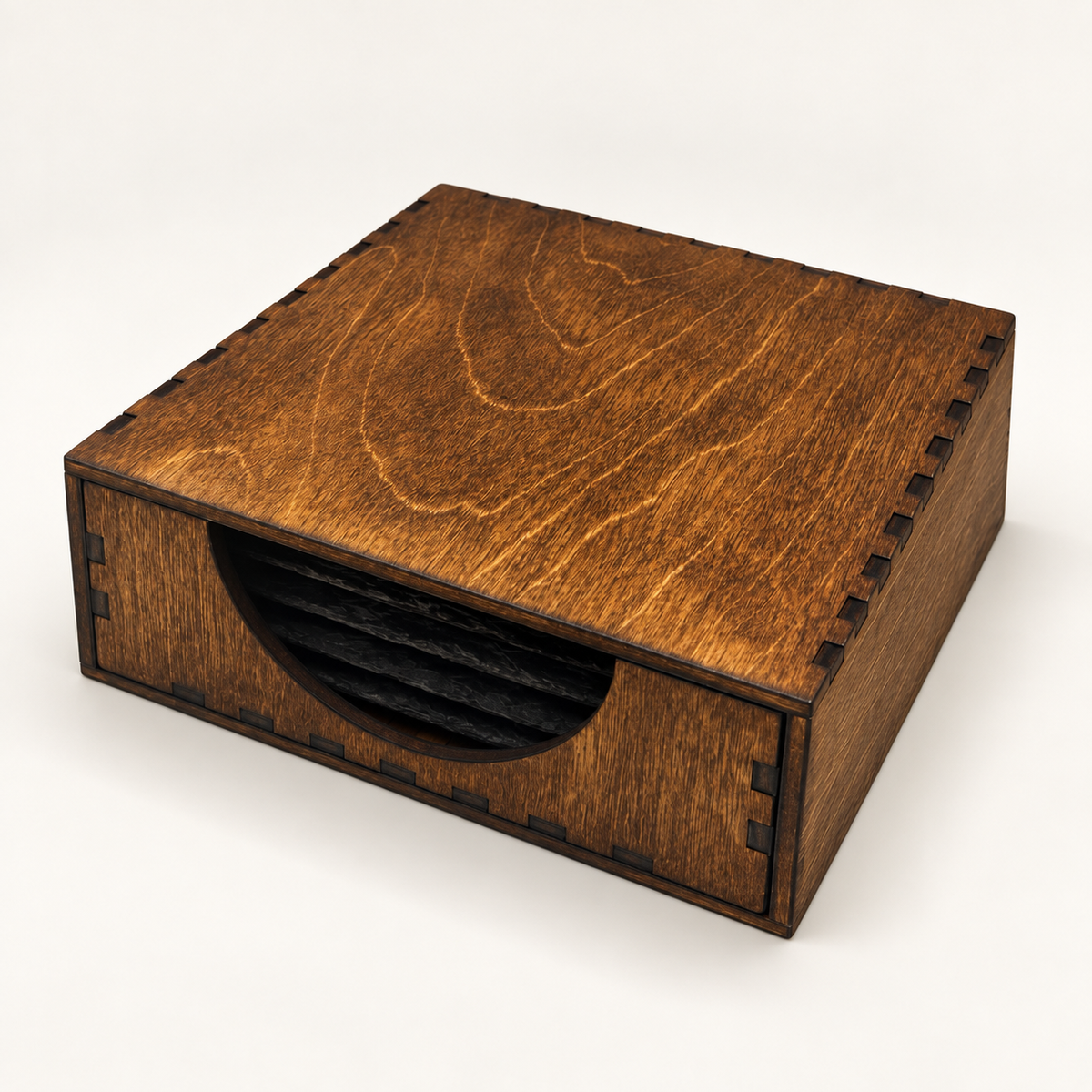 wood coaster box closed; coasters sold separately